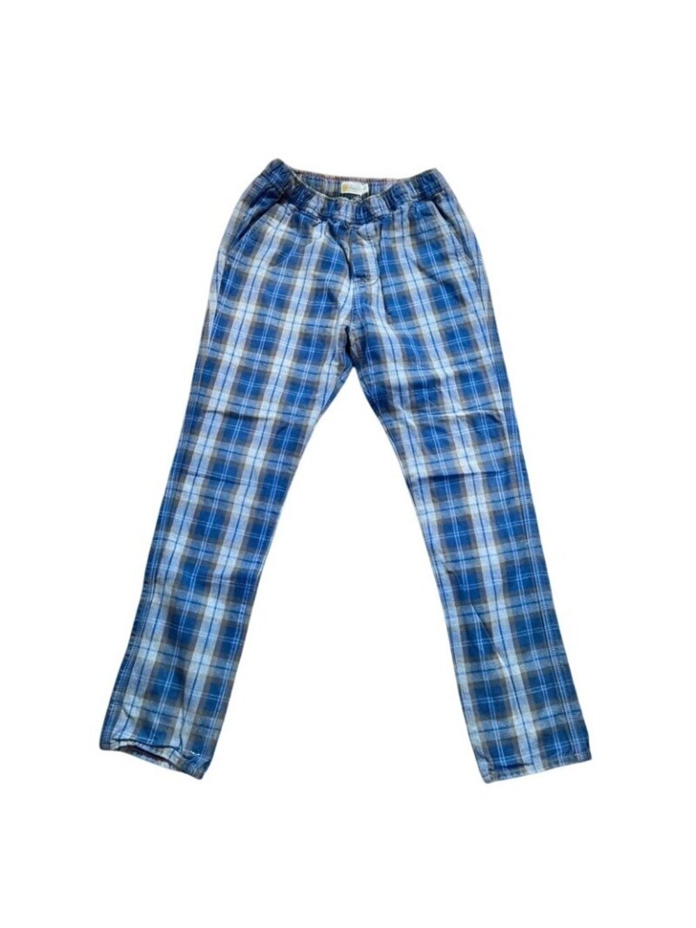 Mini Boden Plaid Boys Elastic Waist Pants Blue Brown Size 13